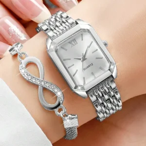 Ensemble 2 montres femme cadran carré minimaliste
