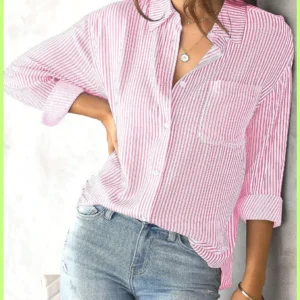 Chemisier raye oversize manches longues