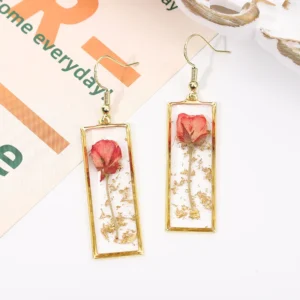 Boucles oreilles fleurs naturelles resine