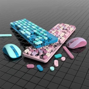 Clavier souris sans fil colore ergonomique