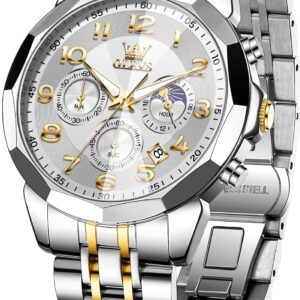 Montre OLEVS chronographe homme dore/argent